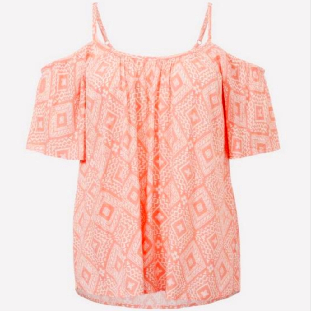 Torrid Patterned Cold Shoulder Top Size 1
